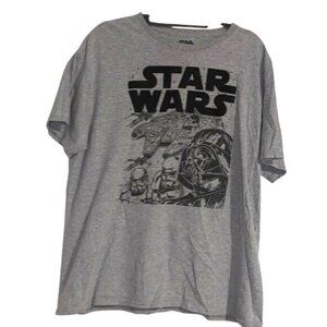 Star Wars Graphic Gray T-Shirt XL Cotton/Polyester Blend Unisex